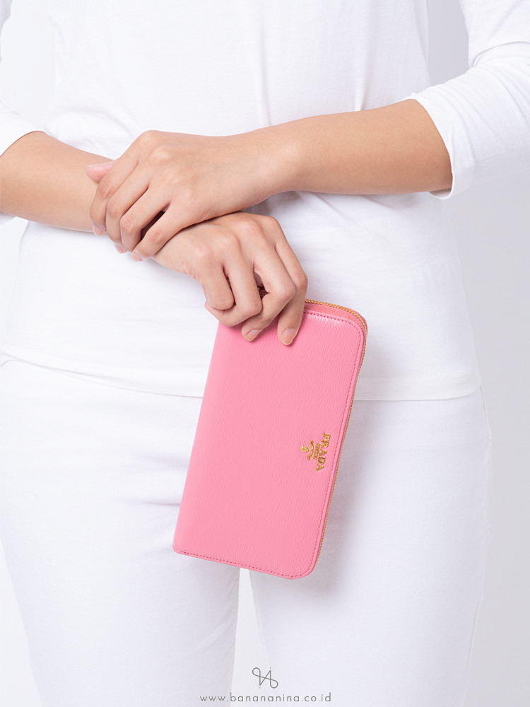 PRADA 1ML506 Vitello Move Zip Wallet Geranio