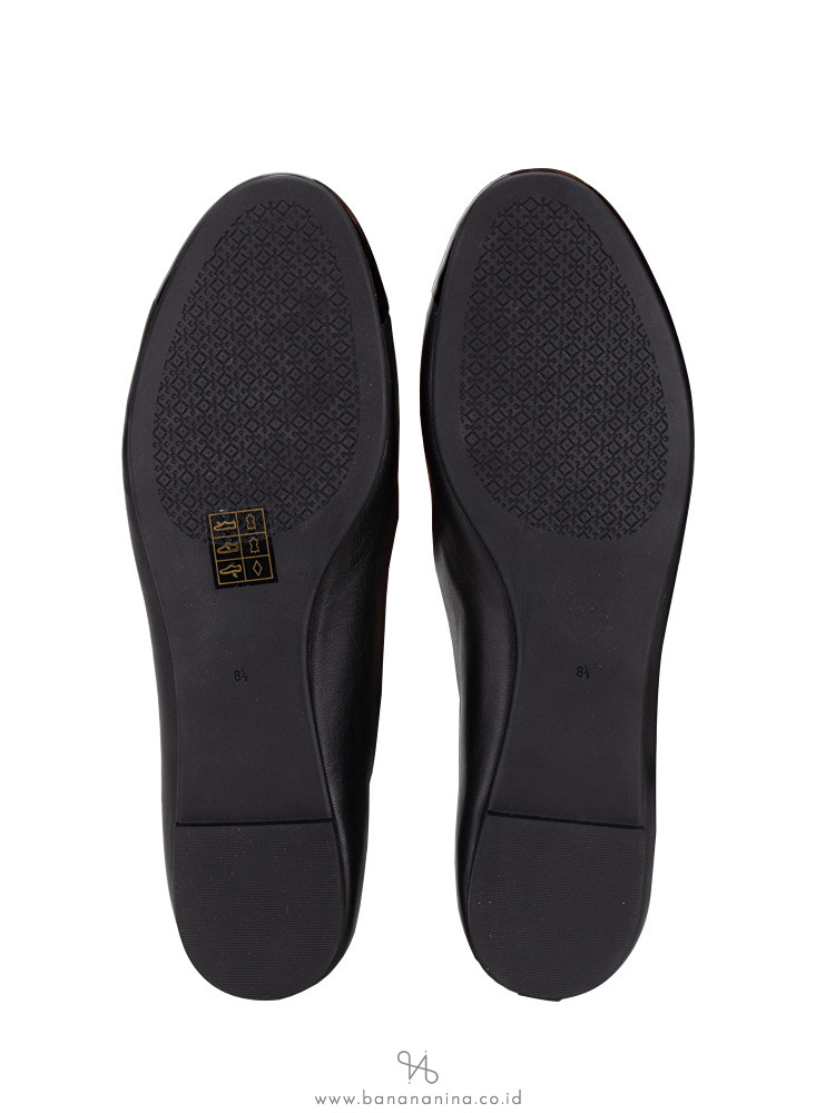 TORY BURCH Everly Leather Ballet Flat Perfect Black Sz 8.5