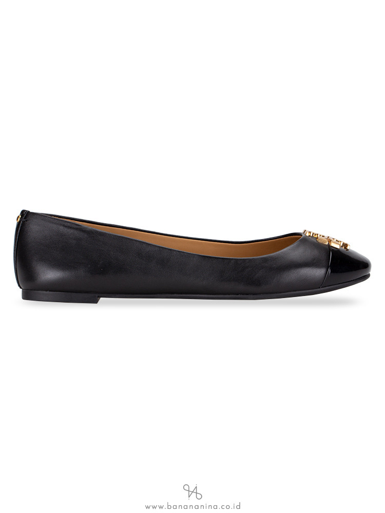 TORY BURCH Everly Leather Ballet Flat Perfect Black Sz 8.5