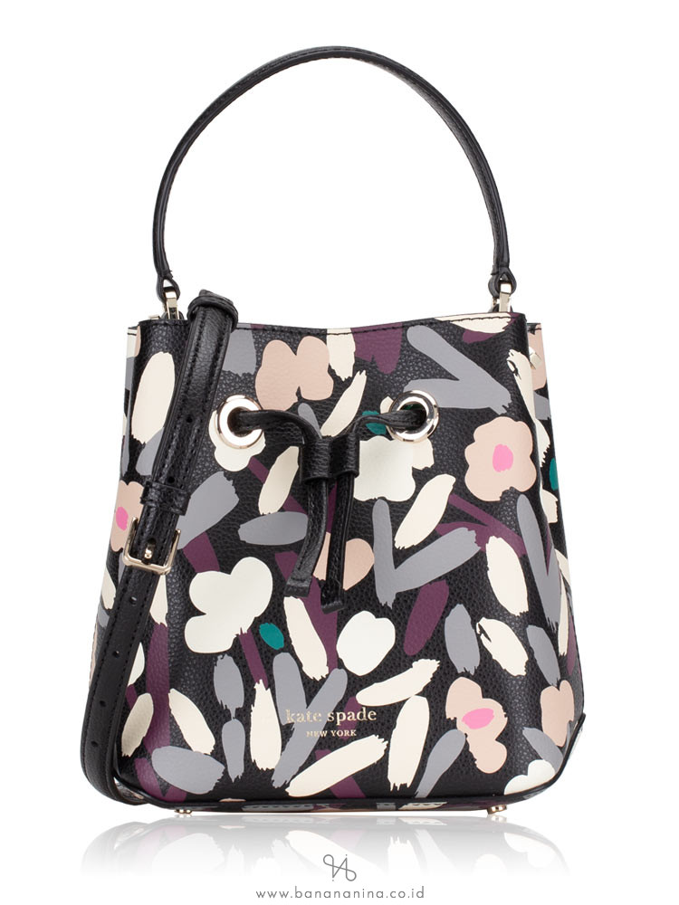 KATE SPADE Eva Fete Floral Small Bucket Black Multi