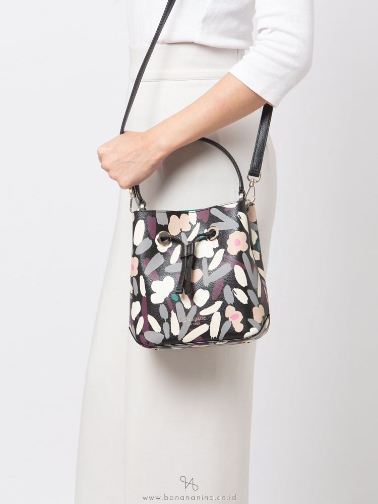 KATE SPADE Eva Fete Floral Small Bucket Black Multi