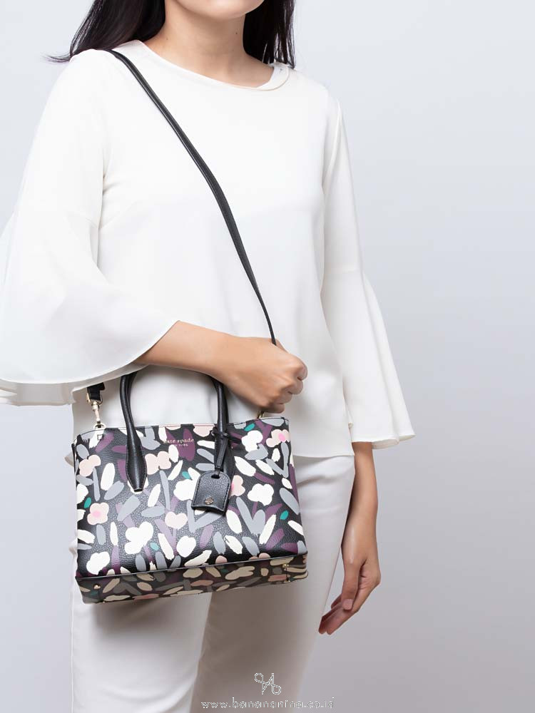 KATE SPADE Eva Fete Floral Small Top Zip Satchel Black Multi