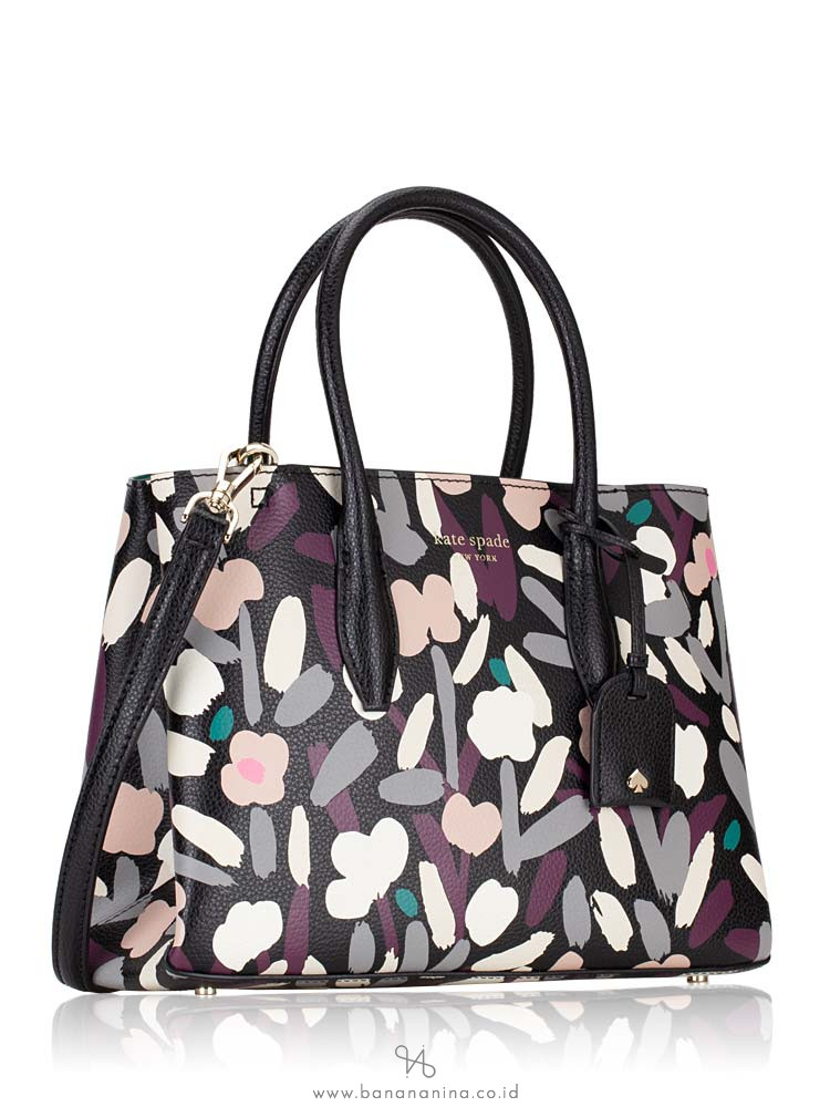 KATE SPADE Eva Fete Floral Small Top Zip Satchel Black Multi