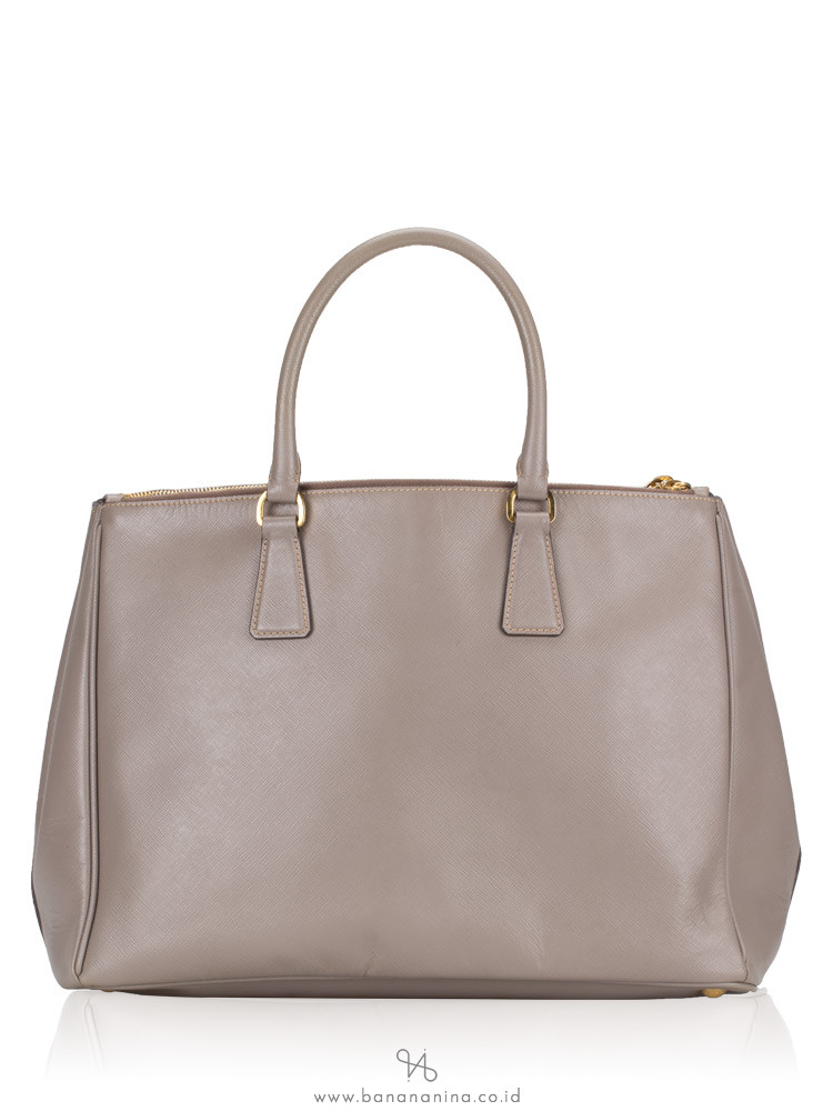 PRADA BN1786 Saffiano Lux Double Zip Tote Argilla