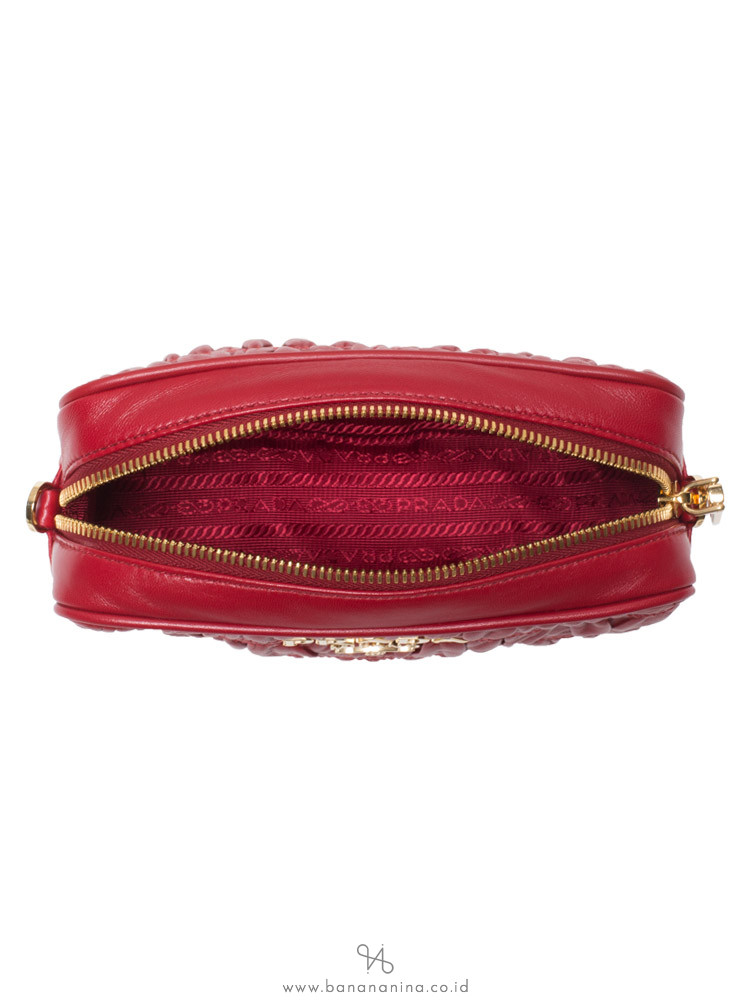 PRADA 1BH112 Nappa Gaufre Bandoliera Fuoco