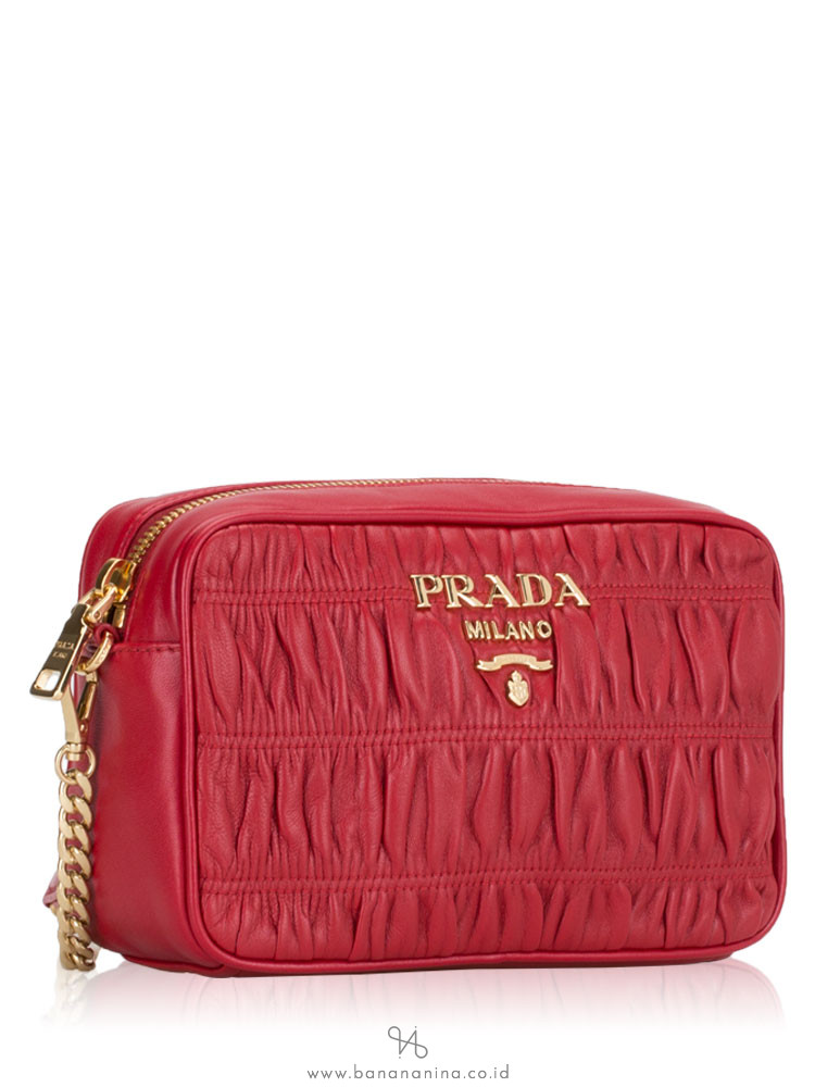PRADA 1BH112 Nappa Gaufre Bandoliera Fuoco