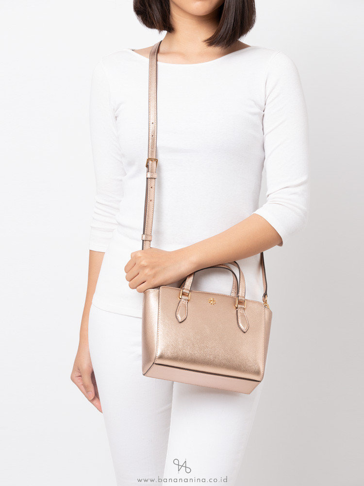 Tory Burch Emerson Mini Top Zip Tote Light Rosegold