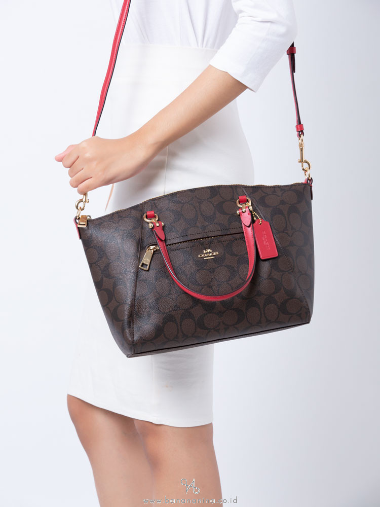COACH 79998 Signature Prairie Satchel Brown True Red