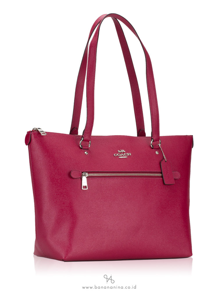COACH 79608 Crossgrain Leather Gallery Tote Dark Fuchsia