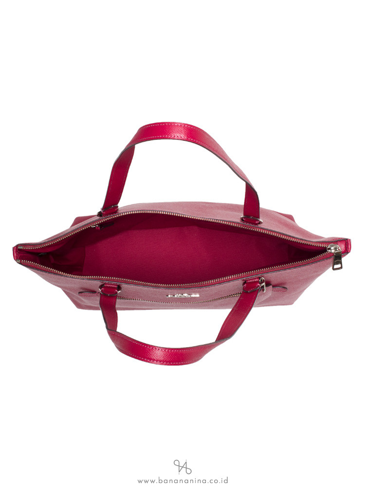 COACH 79608 Crossgrain Leather Gallery Tote Dark Fuchsia