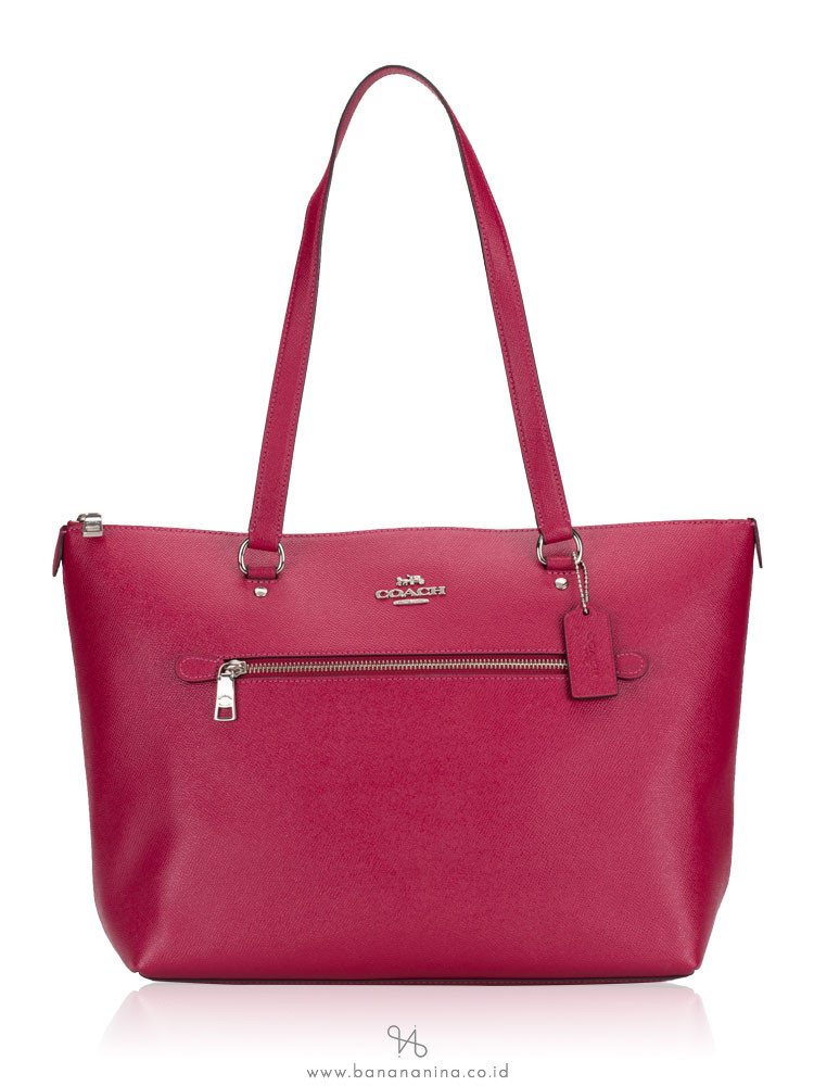 COACH 79608 Crossgrain Leather Gallery Tote Dark Fuchsia