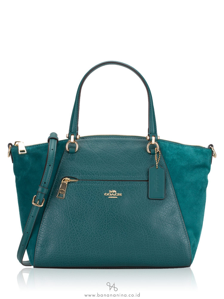 COACH 79999 Buffalo Leather Suede Prairie Satchel Viridian Green