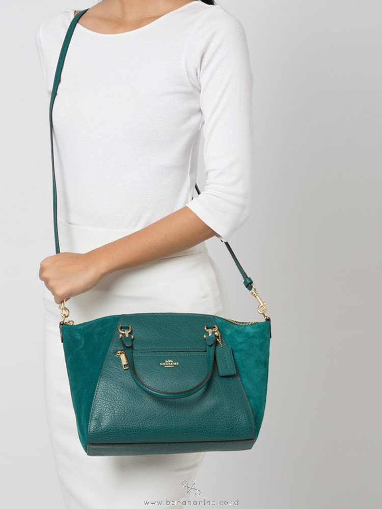 COACH 79999 Buffalo Leather Suede Prairie Satchel Viridian Green
