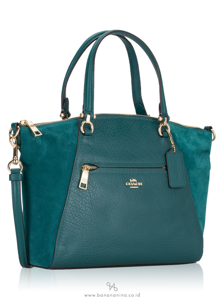 COACH 79999 Buffalo Leather Suede Prairie Satchel Viridian Green
