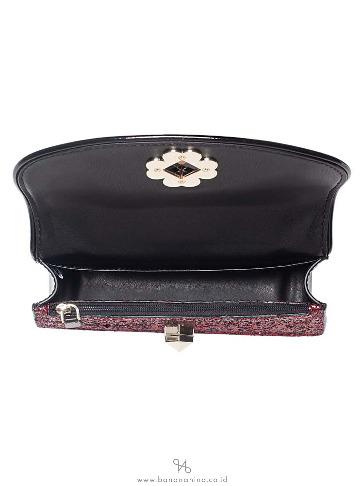 KATE SPADE Odette Glitter Mini Top Handle Crossbody Black Cherry