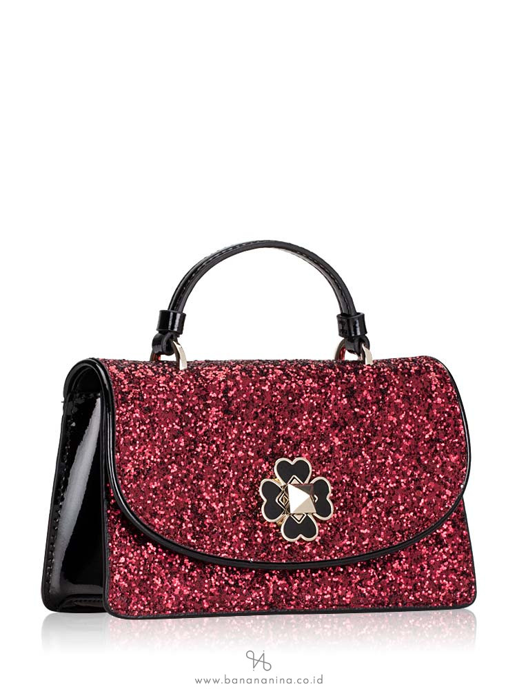 KATE SPADE Odette Glitter Mini Top Handle Crossbody Black Cherry