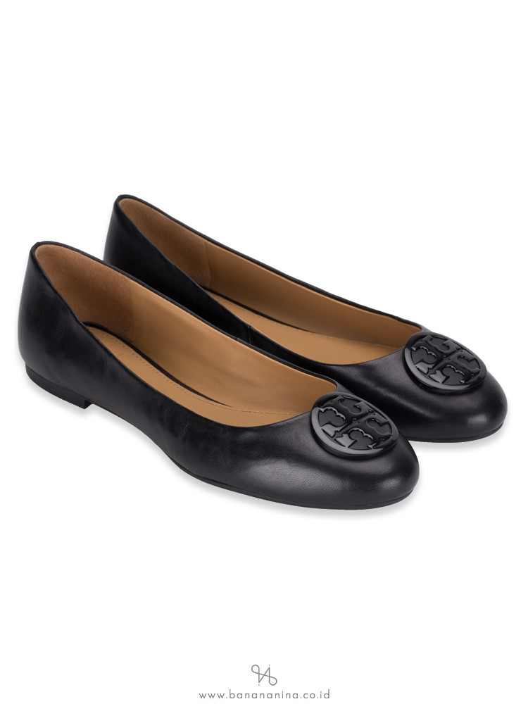TORY BURCH Benton Leather Flats Perfect Black Multi Sz 8.5