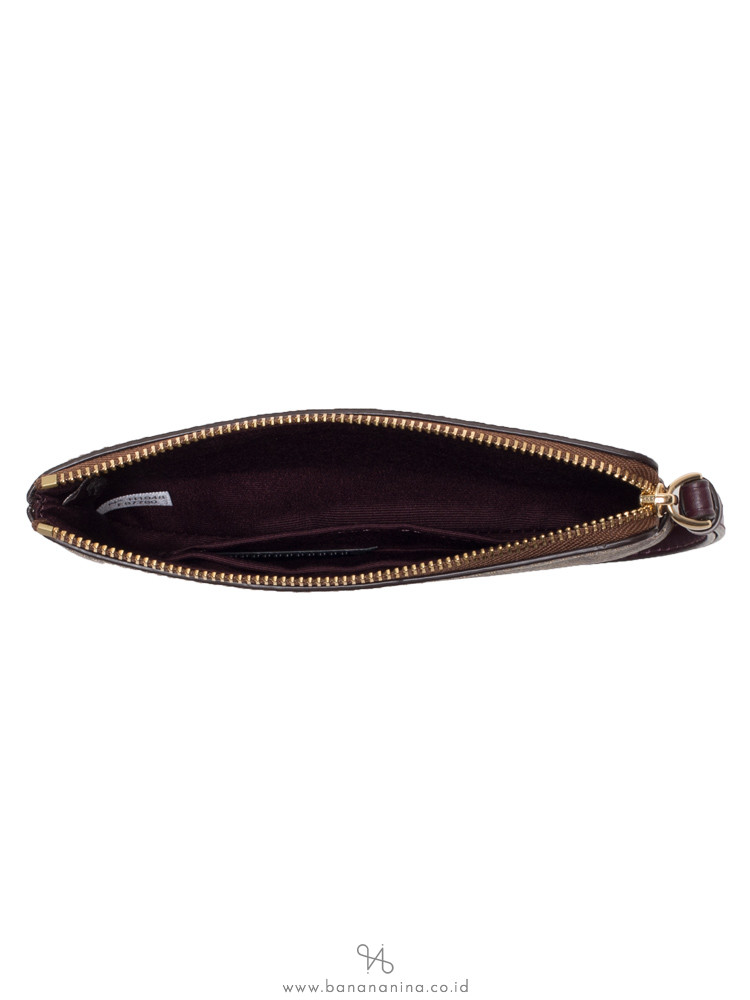 COACH 87780 Signature Victorian Floral Small Wristlet Khaki Berry