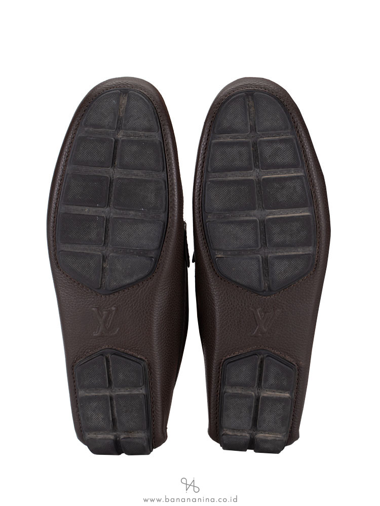 LOUIS VUITTON Men Racetrack Leather Loafers Brown Sz 8