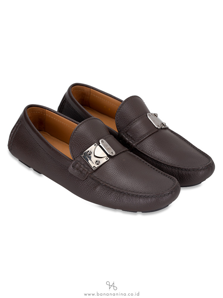 LOUIS VUITTON Men Racetrack Leather Loafers Brown Sz 8