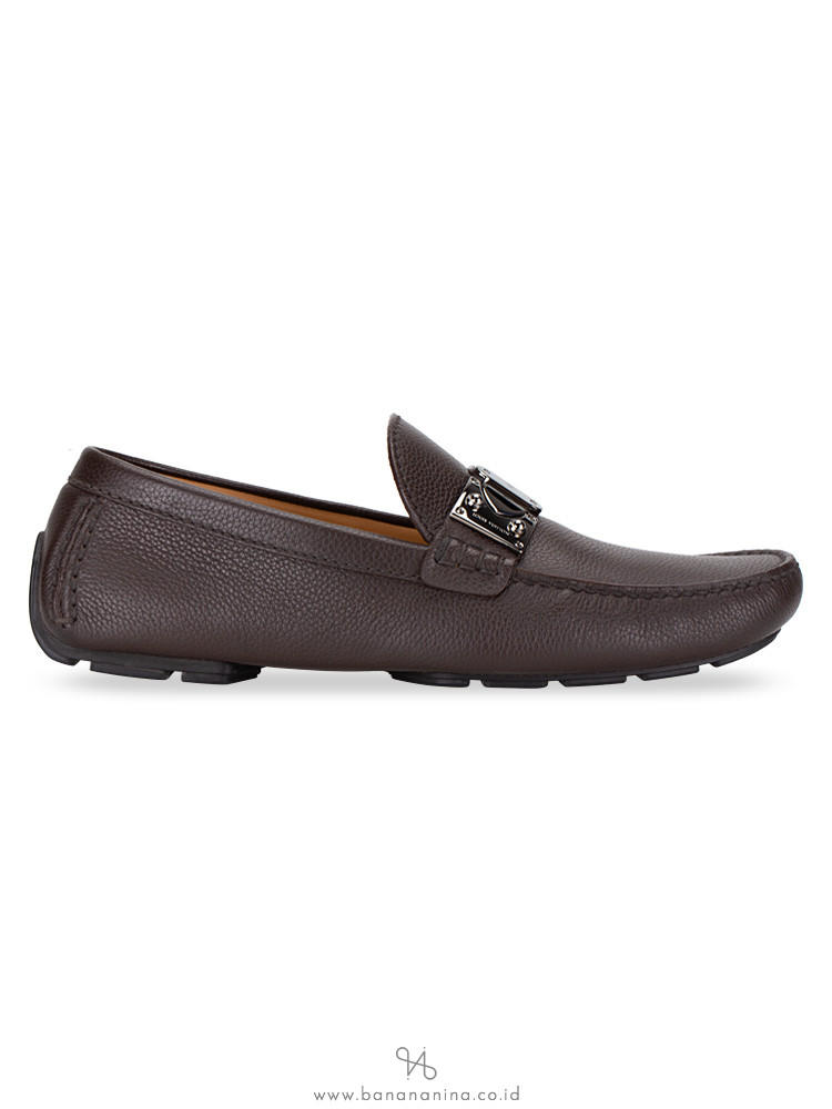 LOUIS VUITTON Men Racetrack Leather Loafers Brown Sz 8