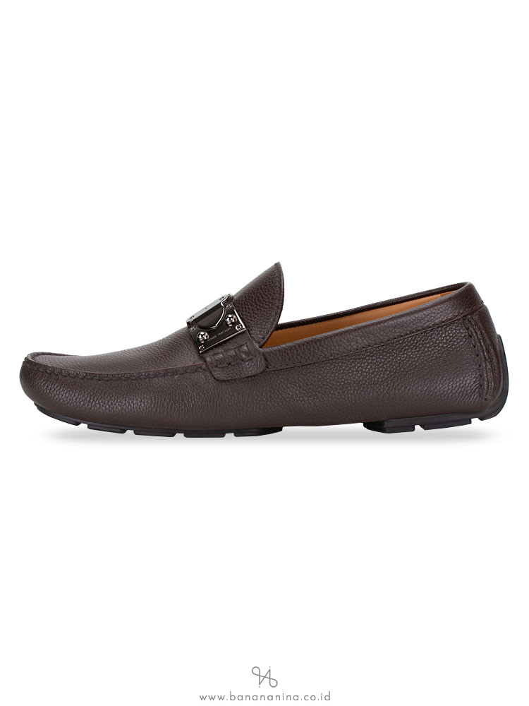 LOUIS VUITTON Men Racetrack Leather Loafers Brown Sz 8