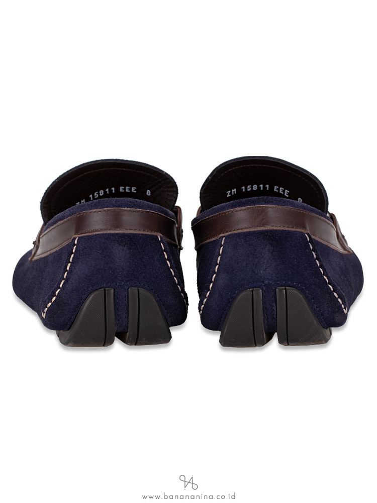 SALVATORE FERRAGAMO Men Suede And Calfskin Gancio Driver Navy Sz 8