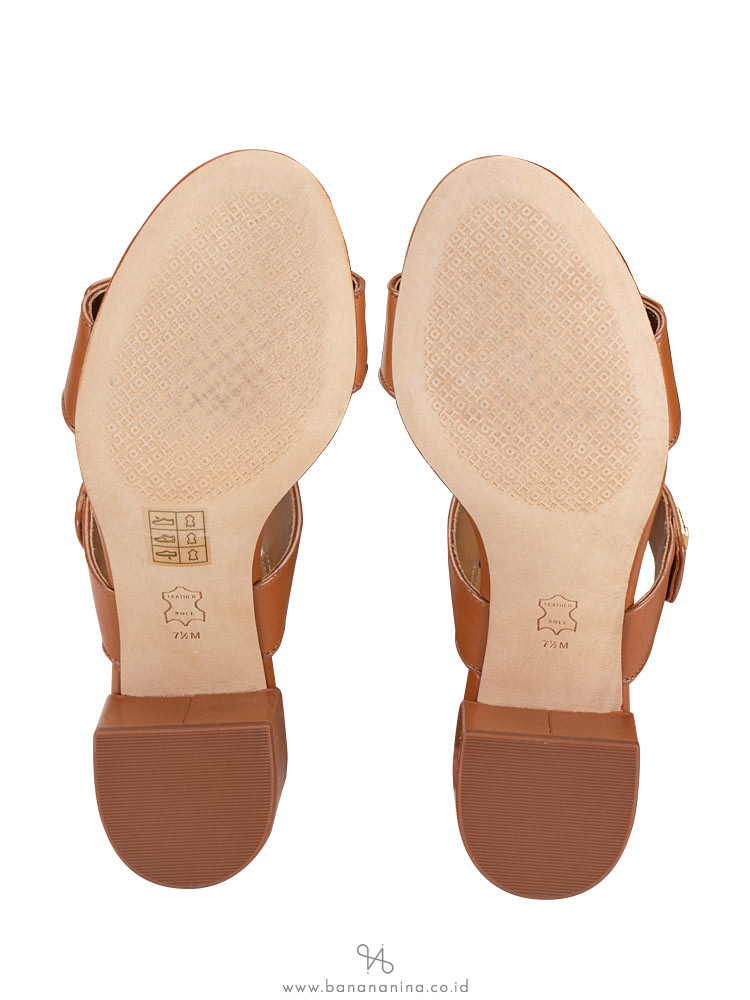TORY BURCH Kira Two Band Leather Sandal Tan Sz 7.5