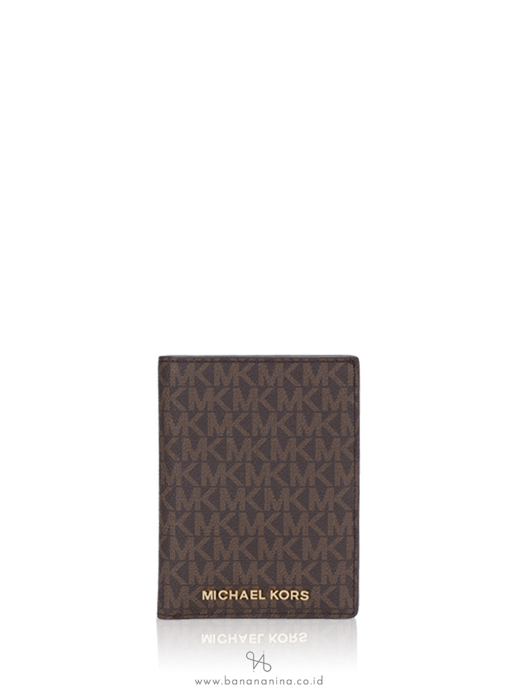 MICHAEL KORS Jet Set Travel Signature Medium Passport Case Brown