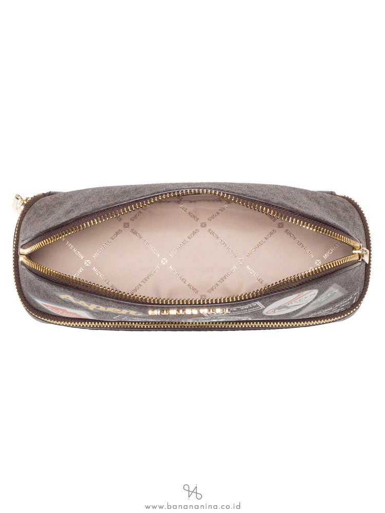MICHAEL KORS Aspen Large Multifunction Travel Pouch Brown Multi