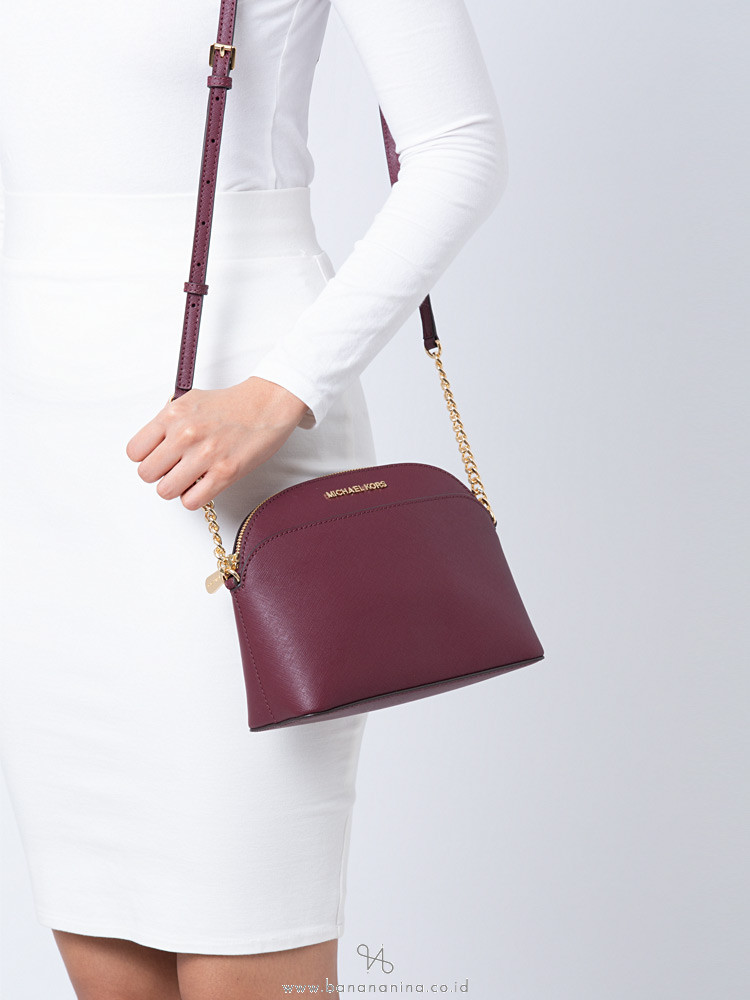 MICHAEL KORS Emmy Saffiano Medium Crossbody Merlot