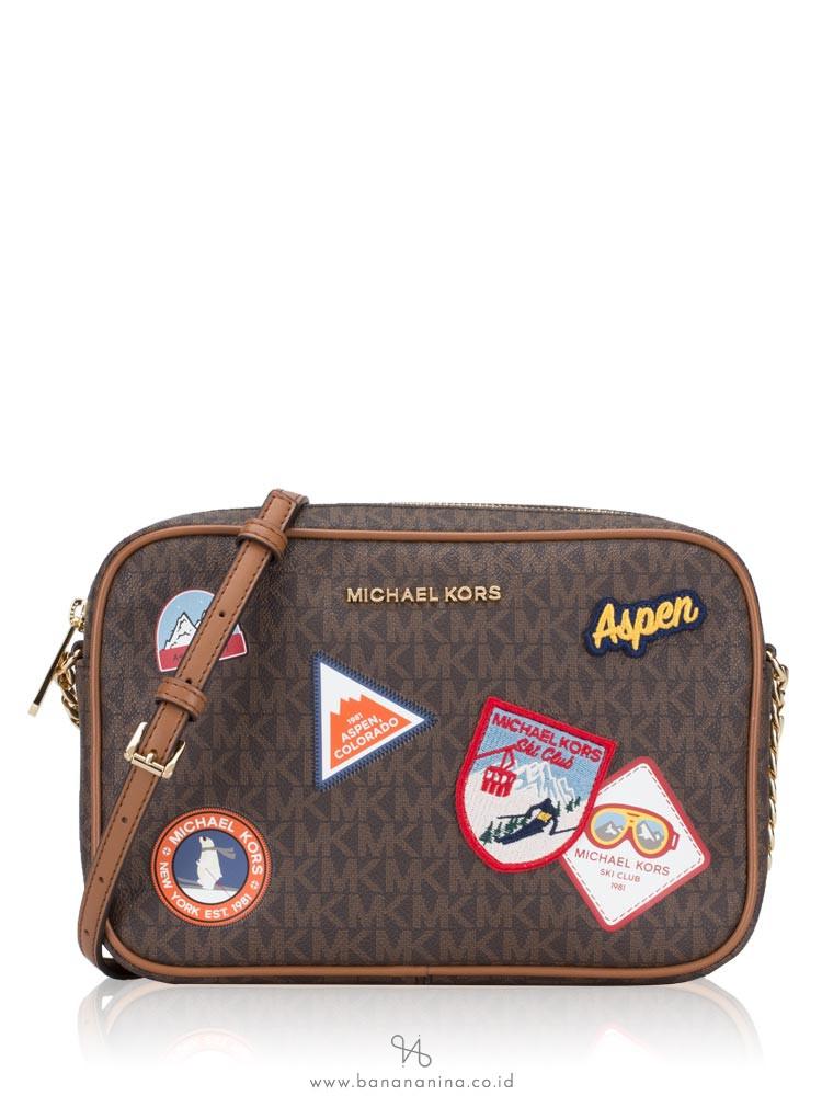 MICHAEL KORS Jet Set Item Aspen Large Crossbody Brown Multi