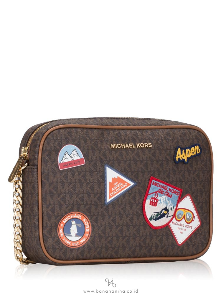 MICHAEL KORS Jet Set Item Aspen Large Crossbody Brown Multi