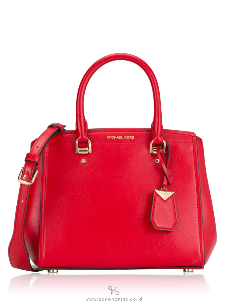 MICHAEL KORS Benning Leather Medium Messenger Bright Red