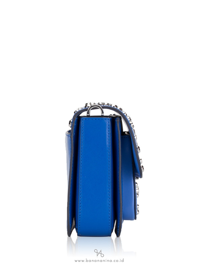 MICHAEL KORS Sloan Editor Studded Leather Shoulder Bag Grecian Blue