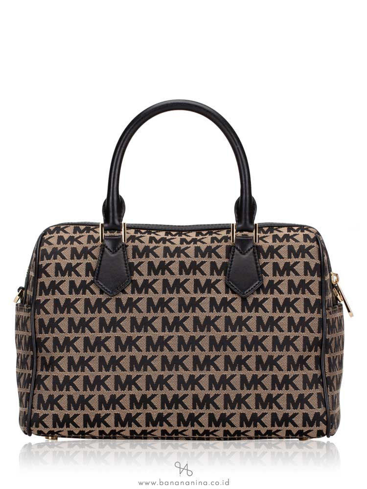 MICHAEL KORS Bedford Signature Large Duffle Bag Beige Black