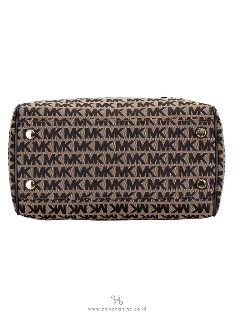 MICHAEL KORS Bedford Signature Large Duffle Bag Beige Black