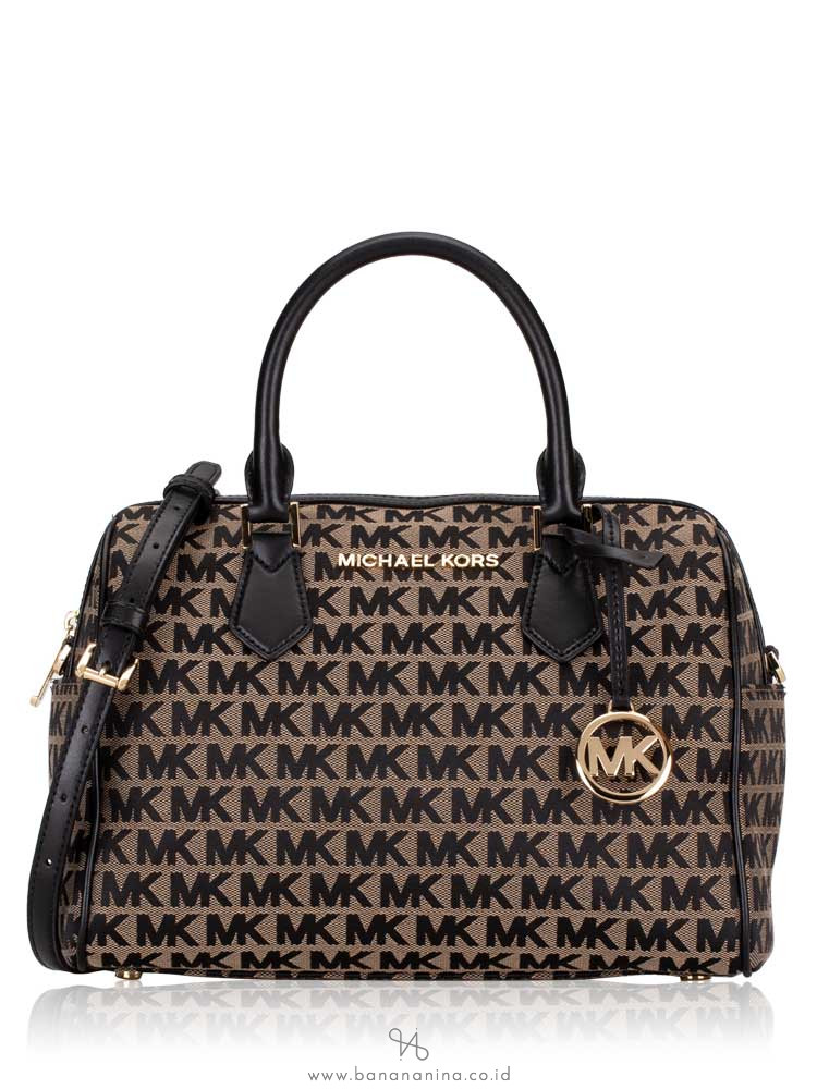MICHAEL KORS Bedford Signature Large Duffle Bag Beige Black
