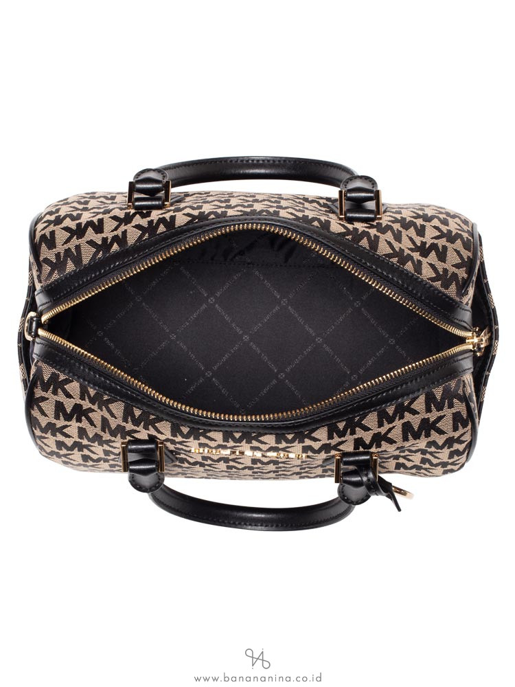 MICHAEL KORS Bedford Signature Large Duffle Bag Beige Black