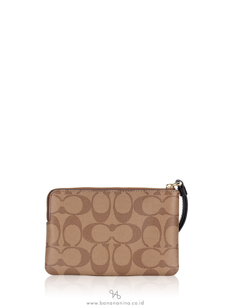 COACH 58035 Signature Small Wristlet Khaki Black