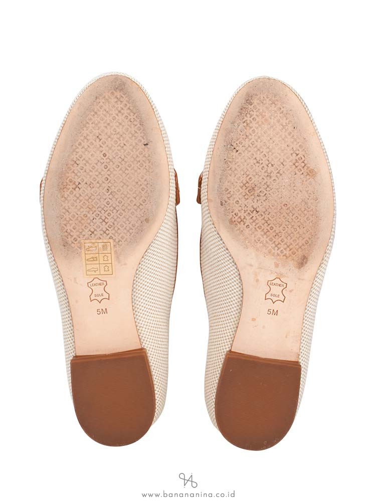 TORY BURCH Kira Canvas Loafers Perfect Sand Cuoio Sz 5