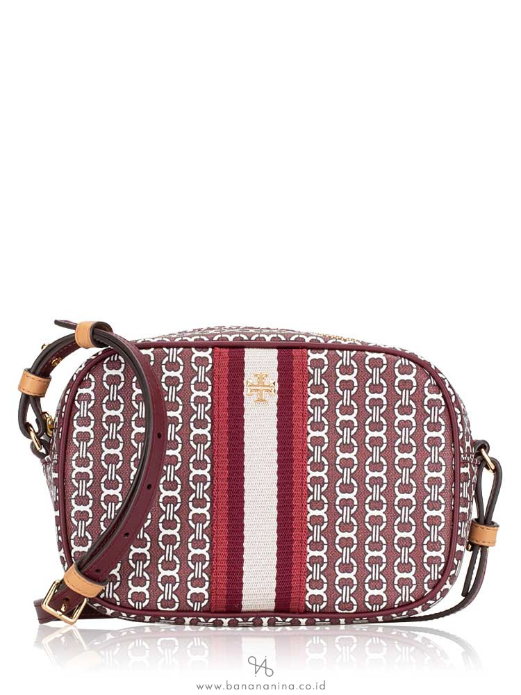 TORY BURCH Gemini Link Canvas Mini Bag Royal Burgundy