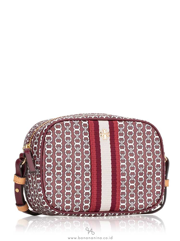 TORY BURCH Gemini Link Canvas Mini Bag Royal Burgundy