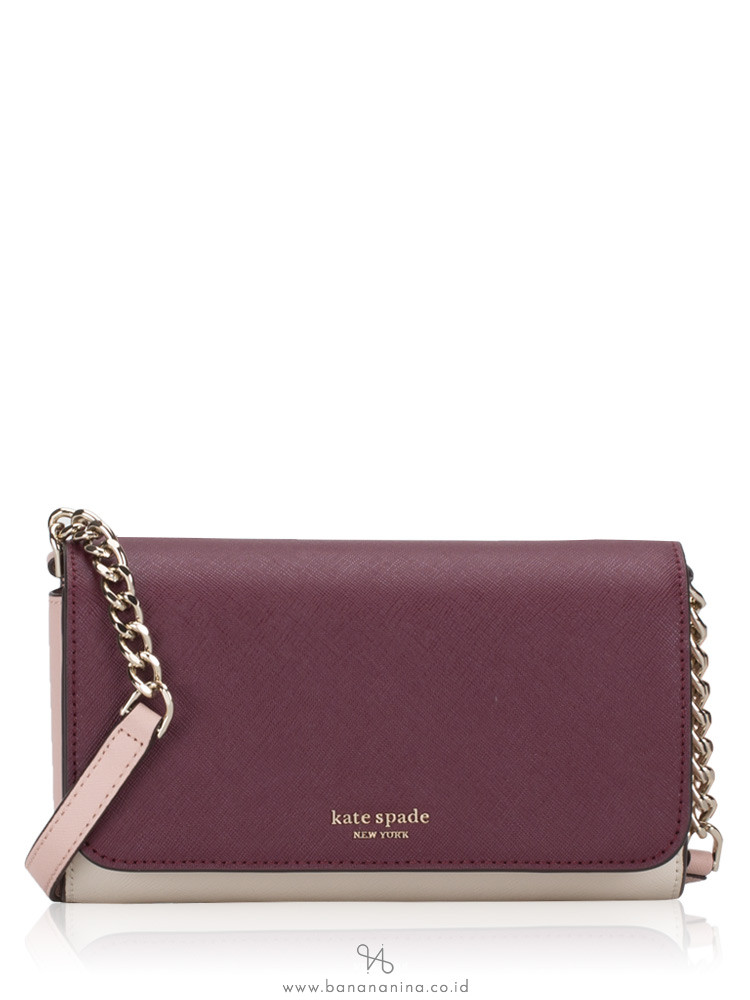 KATE SPADE Cameron Small Flap Crossbody Cherrywood Warm Vellum