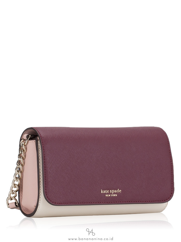 KATE SPADE Cameron Small Flap Crossbody Cherrywood Warm Vellum