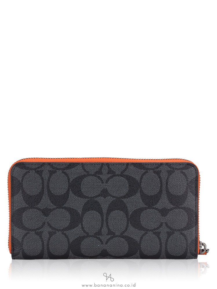 COACH Men 78202 Signature Accordion Colorblock Wallet Charcoal Blue Multi