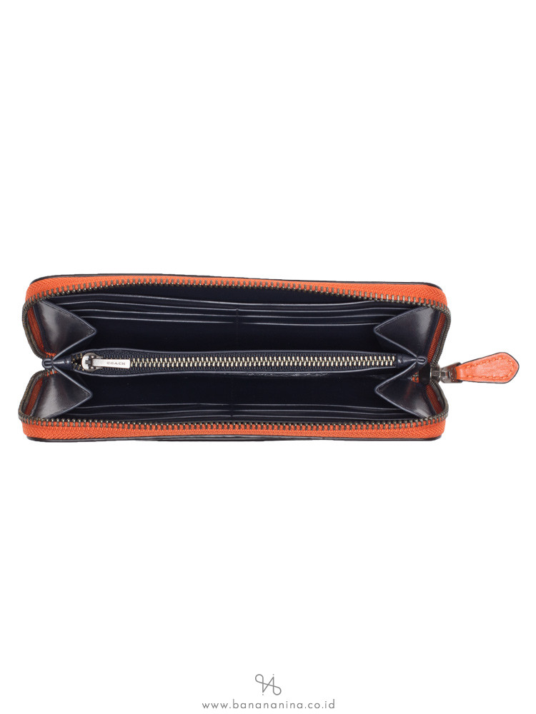 COACH Men 78202 Signature Accordion Colorblock Wallet Charcoal Blue Multi