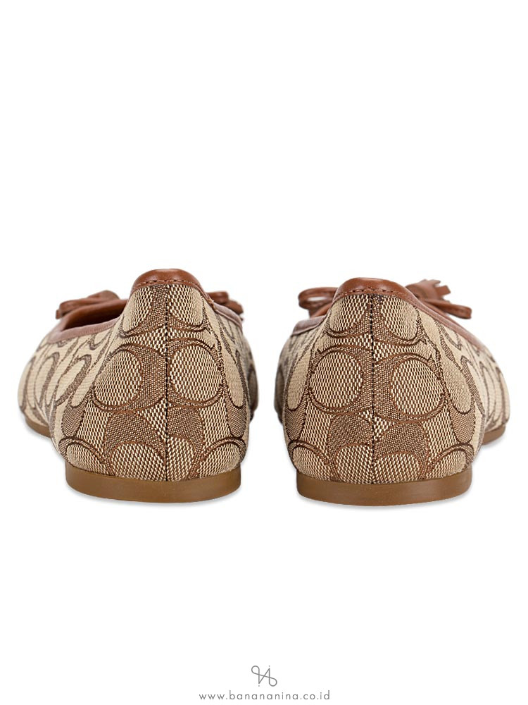 COACH G4176 Bea Signature Canvas Flats Khaki Saddle Sz 8