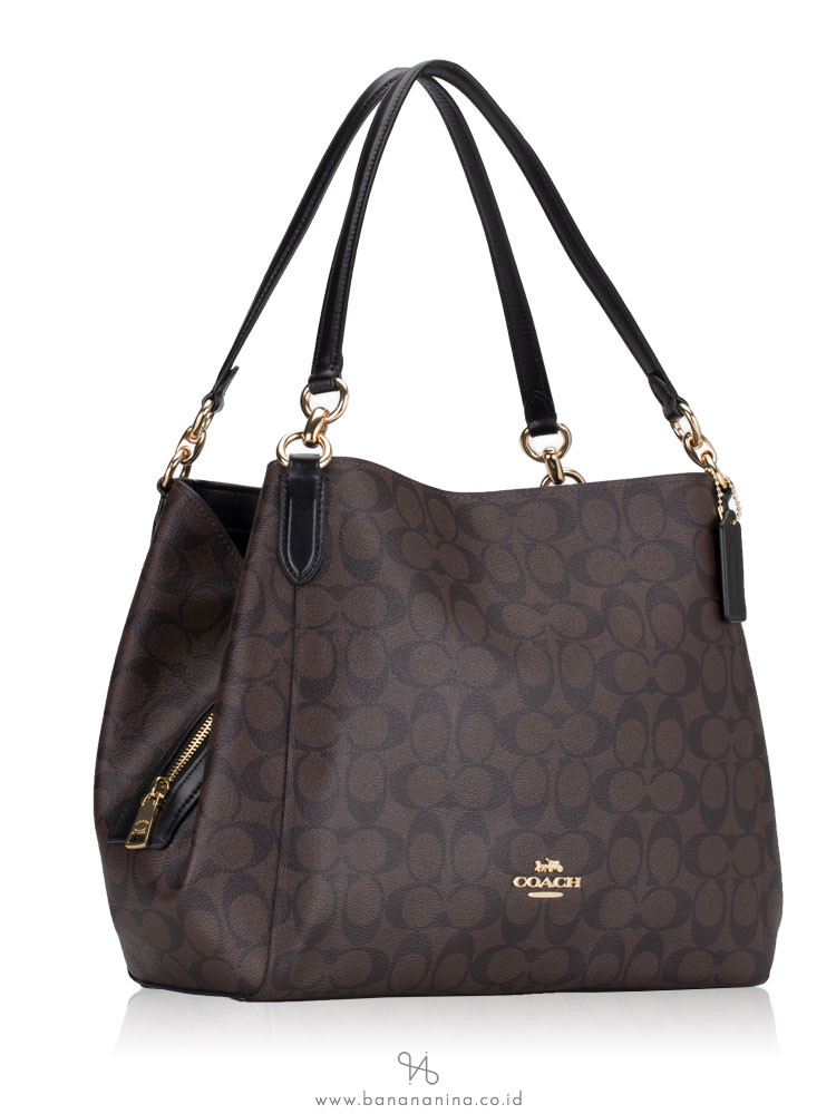 Coach Hallie Shoulder Bag Pink Brown