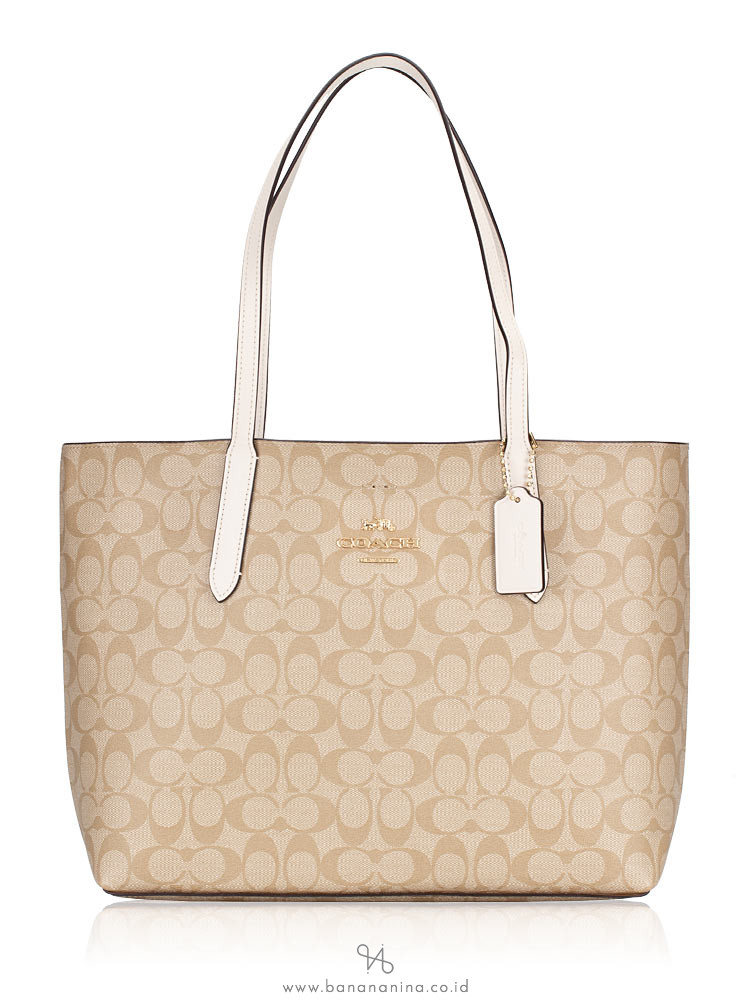 COACH 67108 Signature Avenue Tote Light Khaki Chalk